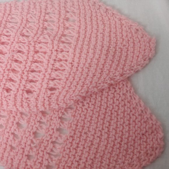 Vintage Handmade Crochet Little Girls Winter Hat And Scarf Set Pom Pom Pink - Picture 14 of 16